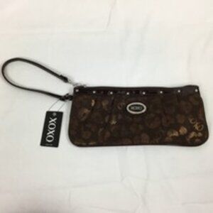 XOXO HUGS & KISSES Wristlet Choose Brown/Gold or Black/Silver Gold Accents NWT